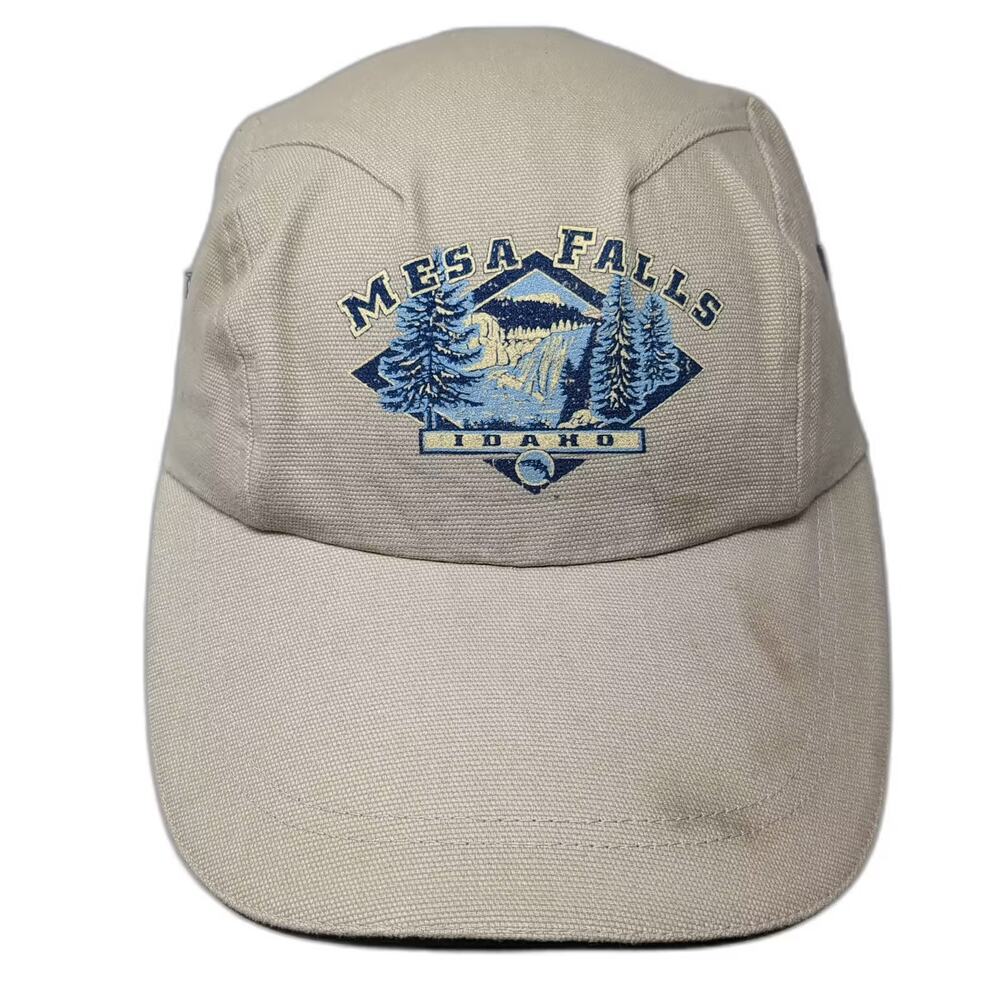 Cameo Army Cap Beige Blue Mesa Falls Idaho Embroidered Cotton Strapback OS Hat